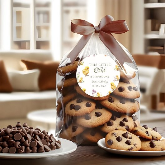 チキン1歳の誕生日このシックは1人の誕生日 ラウンドシール