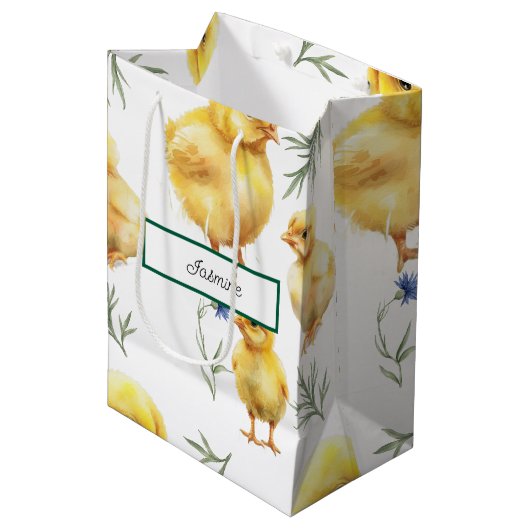 チキン1th誕生日ファーム動物誕生日 ミディアムペーパーバッグ (正面アングル)