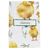 チキン1th誕生日ファーム動物誕生日 ミディアムペーパーバッグ (正面)