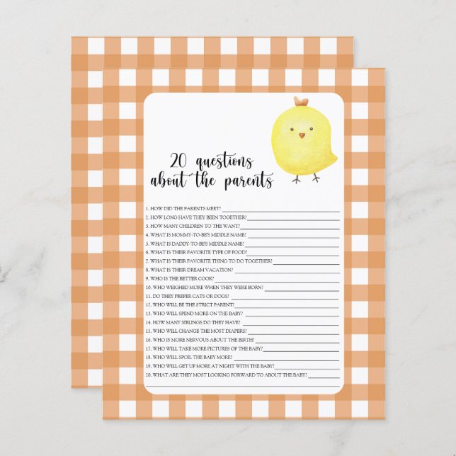 チキン – ゲーム – 親に関する20質問 (正面/裏面)