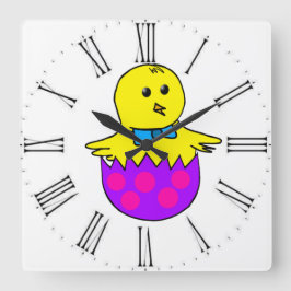 チキン スクエア壁時計