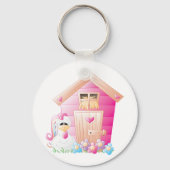 チキン&ピンクヘンハウス花付き キーホルダー (裏面)