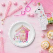 チキン&ピンクヘンハウス花付き ペーパープレート (パーティー)