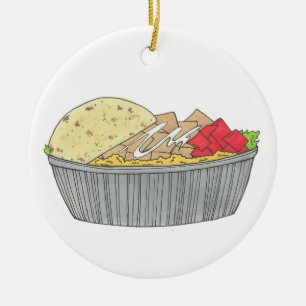チキン&ライプラッタプレートNYCハラールカート食品 セラミックオーナメント