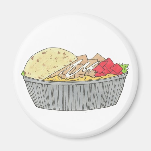 チキン&ライプラッタプレートNYCハラールカート食品 マグネット (正面)