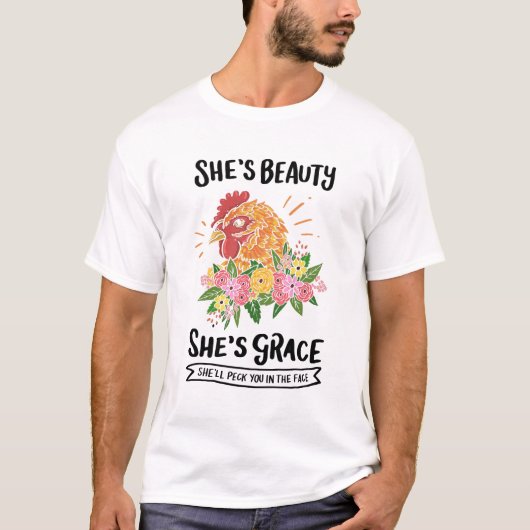 チキン – 彼女の美しい彼女の恵み Tシャツ (正面)