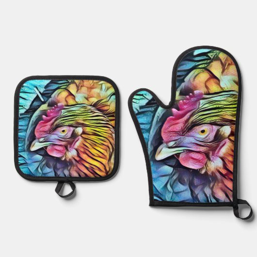 チキン 鍋つかみ&鍋敷きセット (正面)