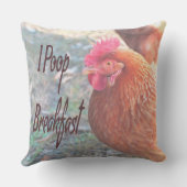 チキンIウンチブレックファーストおもしろいユーモア クッション (裏面)