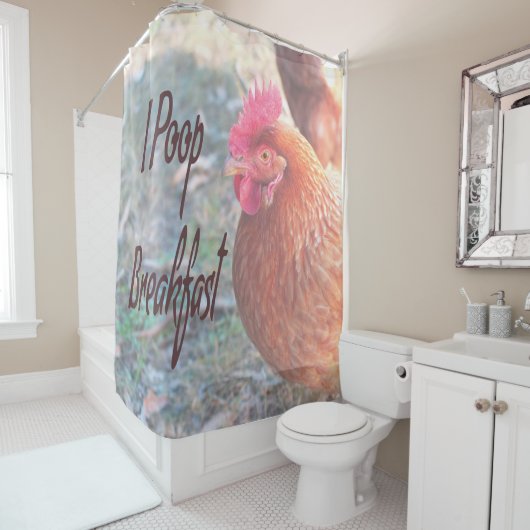 チキンIウンチブレックファーストおもしろいユーモア シャワーカーテン (インサイチュ)