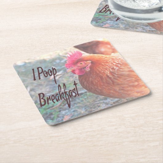 チキンIウンチブレックファーストおもしろいユーモア スクエアペーパーコースター (アングル)