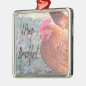 チキンIウンチブレックファーストおもしろいユーモア メタルオーナメント (左)