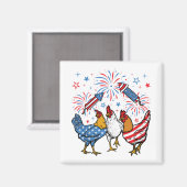 チキンUSA国旗Patriotic 4日7月広場 マグネット (正面/裏面)