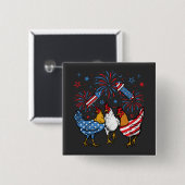 チキンUSA国旗Patriotic 4日7月広場 缶バッジ (正面&裏面)