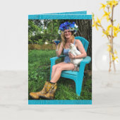 チキ熱狂するンレディ-ハッピーバースデー カード (黄色い花)