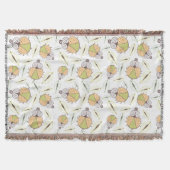 チクおもしろいのバグと葉のシームレスなパターン スローブランケット (正面)