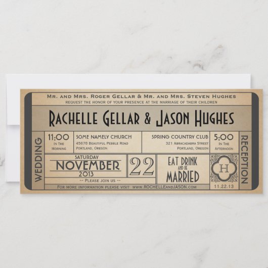 チケットの招待状を結婚するヴィンテージIV -- 40s時代 招待状 (正面)