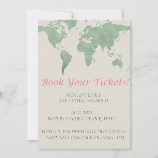 チケットを予約しよう!結婚式の時間だよ 招待状 (正面)