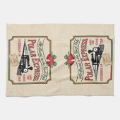 チケットを北極に向けてビンテージクリスマスをトレーニング キッチンタオル (横)