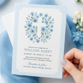 チケットスタイルバプテスマ招待状インブルー 招待状