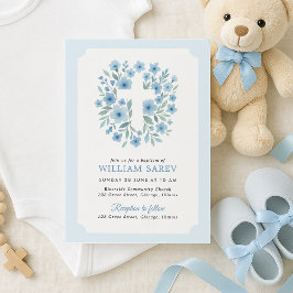 チケットスタイルバプテスマ招待状インブルー 招待状