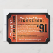 チケットスタイルブラック/オレンジクラス懇親会 招待状 (正面)