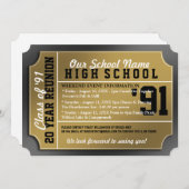 チケットスタイルブラック/金ゴールドクラス懇親会 招待状 (正面/裏面)