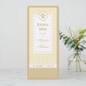 チケットスタイル金ゴールド(紋章の)フラ・ダ・リリハーサルディナー 招待状 (スタンド正面)