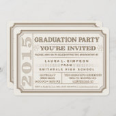 チケットスタイル2015ブラウン卒業パーティー招待状 招待状 (正面/裏面)