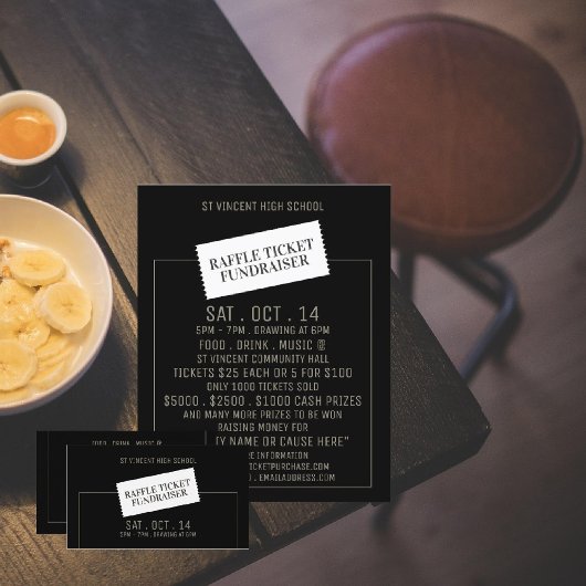 チケットデザイン、ラッフルチケット資金調達イベント チラシ