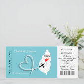 チケットボーディングパス結婚の目的地セントルシア 招待状 (スタンド正面)