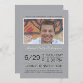 チケット写真卒業招待状:シルバー 招待状 (正面/裏面)