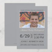 チケット写真 卒業招待状: シルバー 招待状 (正面/裏面)