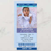 チケット招待状ブルーグリッターフォトムービーシアター 招待状 (正面/裏面)