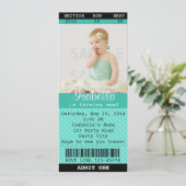 チケット招待状（ターコイズ）写真 - 映画/劇 招待状 (スタンド正面)