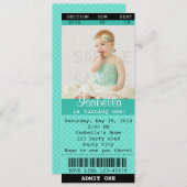 チケット招待状(ターコイズ)写真 – 映画/演劇 招待状 (正面/裏面)