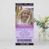 チケット招待状（パープル）写真 - 劇/映画 招待状 (スタンド正面)