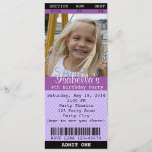 チケット招待状（パープル）写真 - 劇/映画 招待状