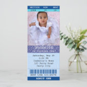 チケット招待状 青いグリッター 写真 映画館 招待状 (スタンド正面)