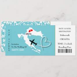 チケット搭乗パス結婚の目的地クロアチア 招待状