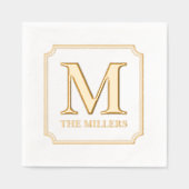 チケット縁ど名モノグラム 箔ナプキン (正面)