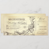 チケット-洗練された華麗さ--を結婚するヴィンテージ 招待状 (正面/裏面)