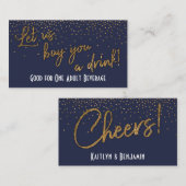 チケット、金ゴールド紙吹雪を深夜の青で飲む 割引カード (正面/裏面)