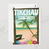 チケハウフランスのポリネシア旅行ポスター。 ポストカード (正面/裏面)