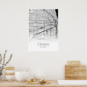 チケロの地図 – イリノイ州 – 市内地図ポスター ポスター (キッチン)