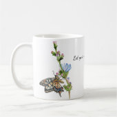 チコリの花の水色の蝶 コーヒーマグカップ (左)