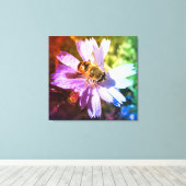 チコリーの花にミツバチ キャンバスプリント (インサイチュ (ウッドフロア))