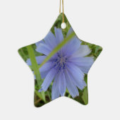 チコリーブルーパープルフラワーフローラ セラミックオーナメント (右)