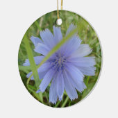 チコリーブルーパープルフラワーフローラ セラミックオーナメント (左)