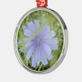 チコリーブルーパープルフラワーフローラ メタルオーナメント (左)