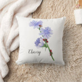 チコリー花の水色 クッション (ブランケット)